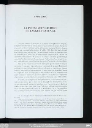 Gérard Groc La Presse Jeune-Turque De Langue Française
