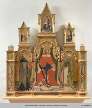 Thronender Heiliger Julian mit den Heiligen Antonius Abbas und Martin