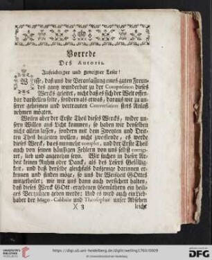 Vorrede des Autoris