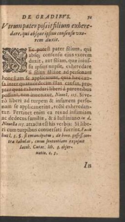 Utrum pater possit filium exheredare, qui absque ipsius consensu uxorem duxit.