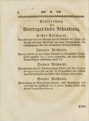 Eintheilung des Vortrages dieser Abhandlung