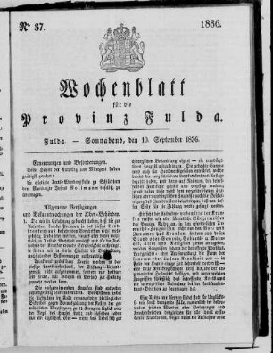 Nr. 37, Ausgabe vom 10. September 1836