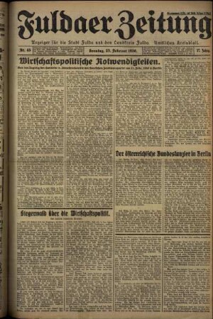Erste Ausgabe vom Sonntag, den 23. Februar 1930.