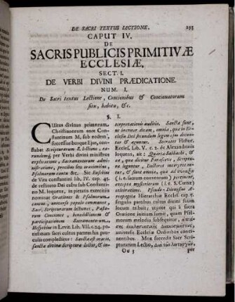 Caput IV. De Sacris Publicis Primitivae Ecclesiae