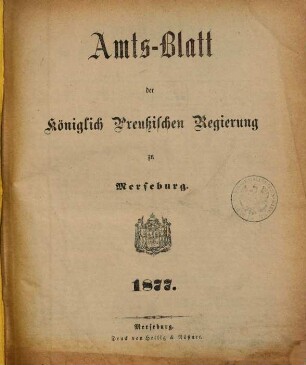 Amtsblatt der Regierung zu Merseburg. 1877