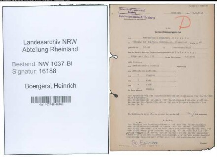 Entnazifizierung Heinrich Boergers , geb. 05.01.1889 ()