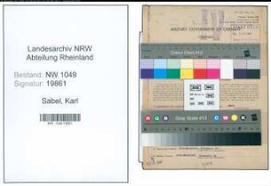 Entnazifizierung Karl Sabel , geb. 11.08.1895 (Bahnobersekretaer)