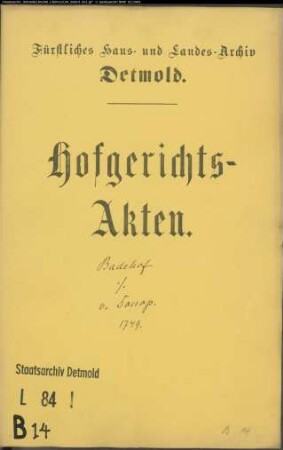 Badehof, Adolf Gerhard gegen Drost von Donop zu Lüdershof
