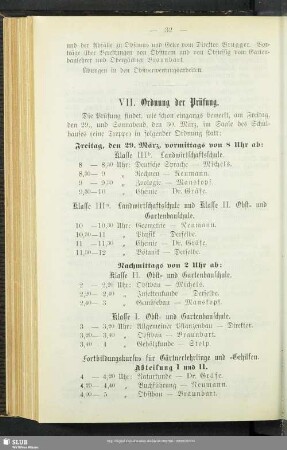 VII. Ordnung der Prüfung
