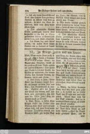 XL. In Kriegs-Zeiten und um Friede.