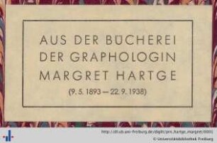 [Provenienz]: Hartge, Margret