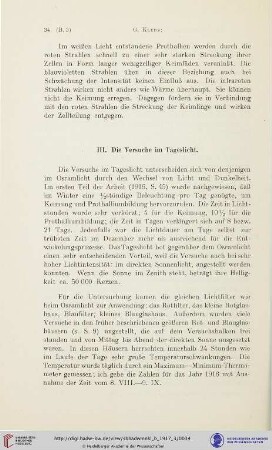 III. Die Versuche im Tageslicht