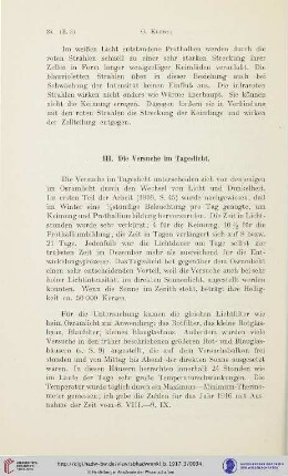 III. Die Versuche im Tageslicht