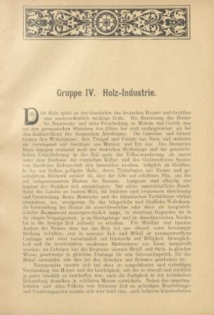 Gruppe IV. Holz-Industrie