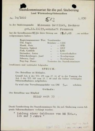 Wizemann, Gottlieb