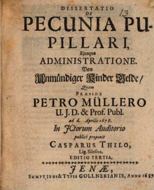 Diss. ... de pecunia pupillari