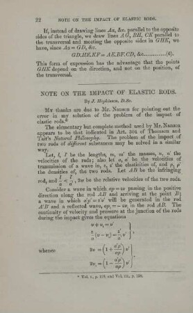 Note of the impact of elastic rods.