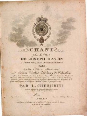Chant sur la mort de Joseph Haydn : a trois voix, avec accompagnements
