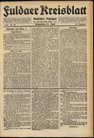 Ausgabe vom Donnerstag, den 29. April 1920.