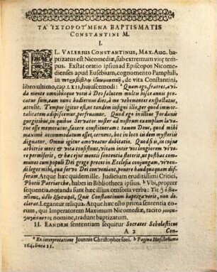 Historia de tempore baptismatis Imp. Fl. Valerii Constantini Max. Aug. et Aurelii Augustini, Episcopi Hipponensis : ex antiquitate ecclesiastica hausta