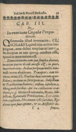 Cap. III. De Inventione Copulae Propositionis.