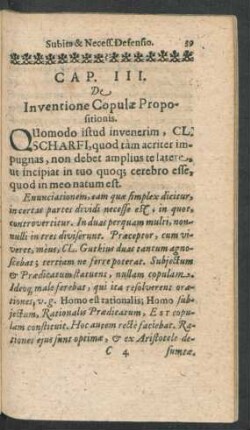 Cap. III. De Inventione Copulae Propositionis.