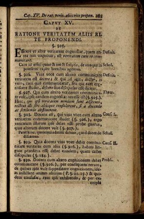 Caput XV. De Ratione Veritatem Aliis Rite Proponendi.