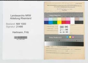 Entnazifizierung Fritz Hartmann, geb. 29.11.1896 (Zollsekretaer)