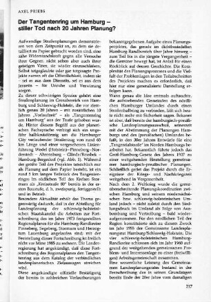 Der Tangentenring um Hamburg - stiller Tod nach 20 Jahren Planung?