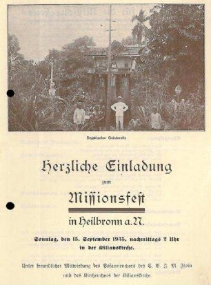 Programmzettel und Einladungen für Missionsfeste und Missionskonferenzen