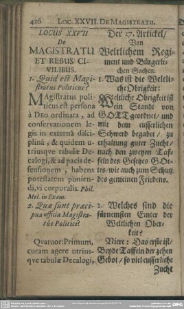 Locus XXVII. De Magistratu Et Rebus Civilibus