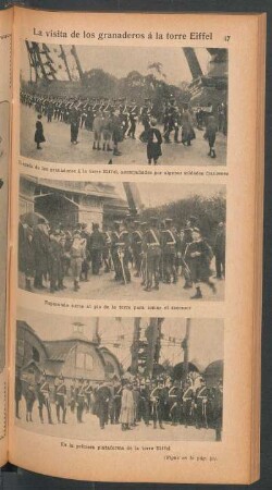 La visita de los granaderos á la torre Eiffel - [Ilustración]