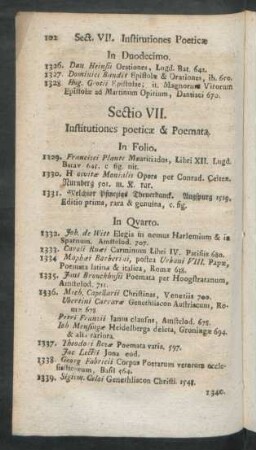 Sectio VII. Institutiones poeticae $ Poemata