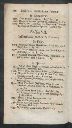 Sectio VII. Institutiones poeticae $ Poemata
