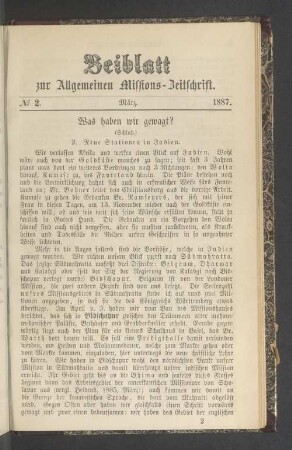 Beiblatt N° 2. März. 1887