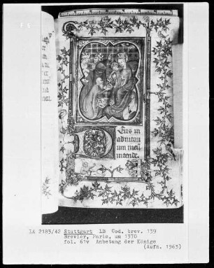 Lateinisches Stundenbuch — Bildseite mit Textanfang, Folio 67recto