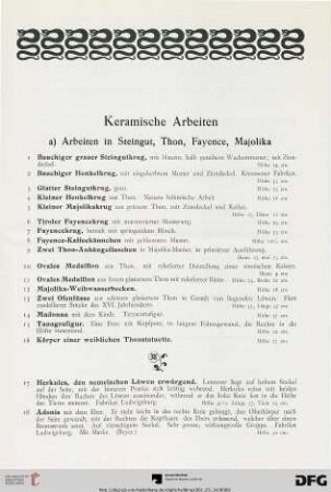 Keramische Arbeiten (Nr. 1-95)
