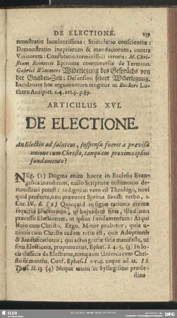 Articulus XVI. De Electione