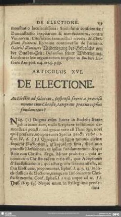 Articulus XVI. De Electione