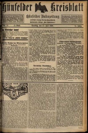 Zweite Ausgabe vom Samstag, den 15. Juni 1929.