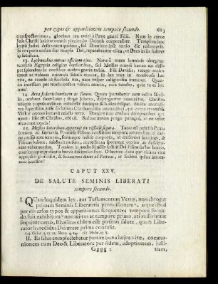 Caput XXV. De Salute Seminis Liberati tempore secundo