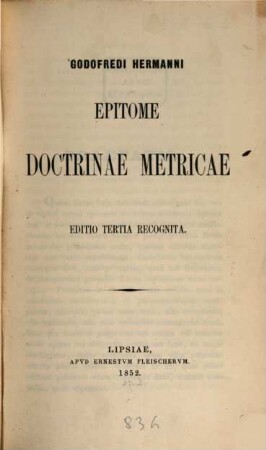 Godofredi Hermanni Epitome doctrinae metricae