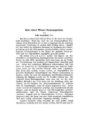 Zehn Jahre Wiener Beratungsarbeit