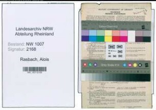Entnazifizierung Alois Rasbach , geb. 02.06.1892 (Lehrer)