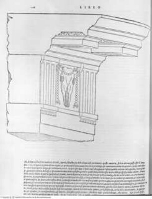 I dieci libri dell'architettura di M Vitruvio tradutti et commentati da Monsignor Barbaro eletto patriarca d'Aquileggia., 4. Buch: Libro quarto della architettura di M. Vitruvio., 2. Kapitel (Seite 108): Dorisches Gebälk