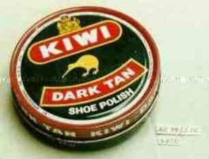 Blechdose mit Deckelheber für "KIWI DARK TAN SHOE POLISH"