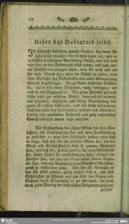 Ueber das Bekentnis selbst