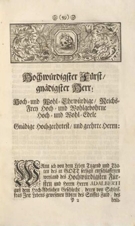 Hochwürdigster Fürst, gnädiger Herr!