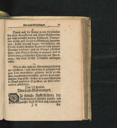 Das XII. Capitul. Von Leich-Bestattungen.