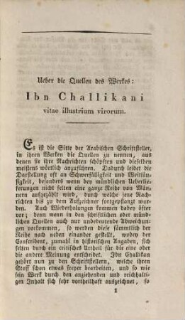Über die Quellen des Werkes: Ibn Challikani vitae illustrium virorum : ein Beytrag zur Geschichte der arabischen Literatur